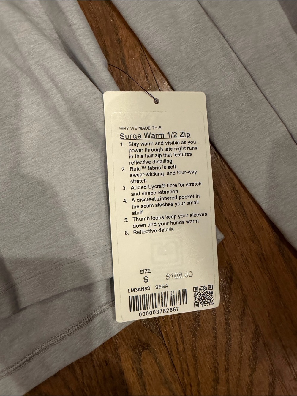 lululemon athletica Men’s Light Gray Half-Zip Performance Pullover - Picture 2 of 3